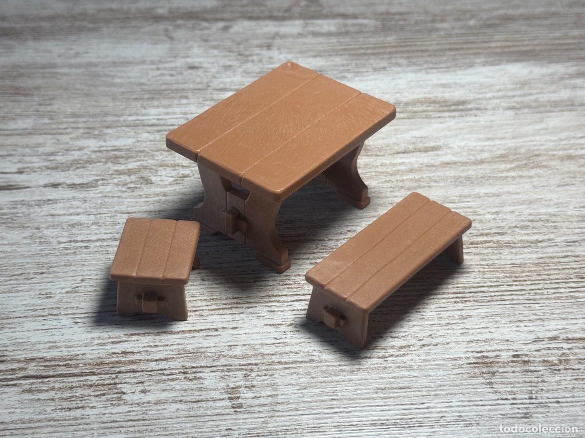 Playmobil: Lote Mesa y taburete silla para taberna medieval accesorio complemento Playmobil