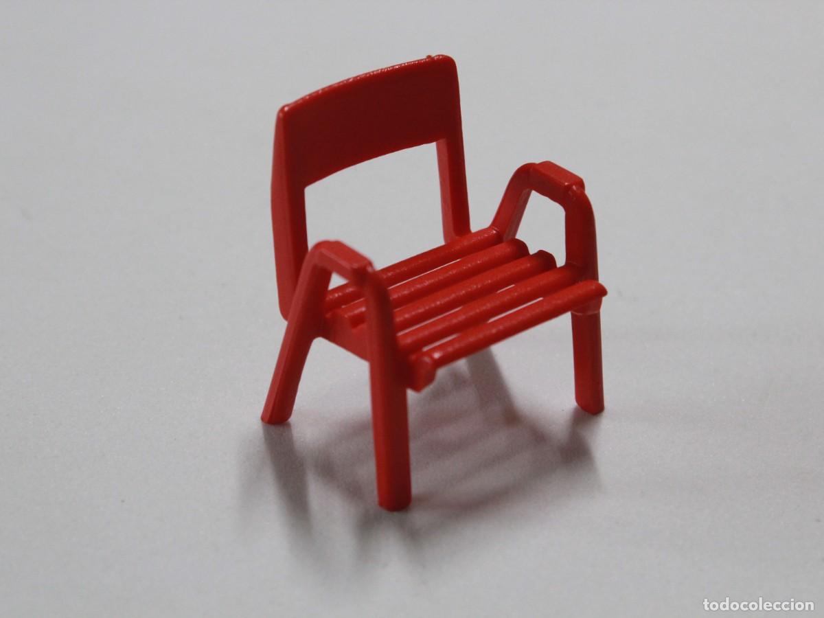 Playmobil: Accesorio Playmobil silla roja mobiliario casa jard&iacute;n terraza