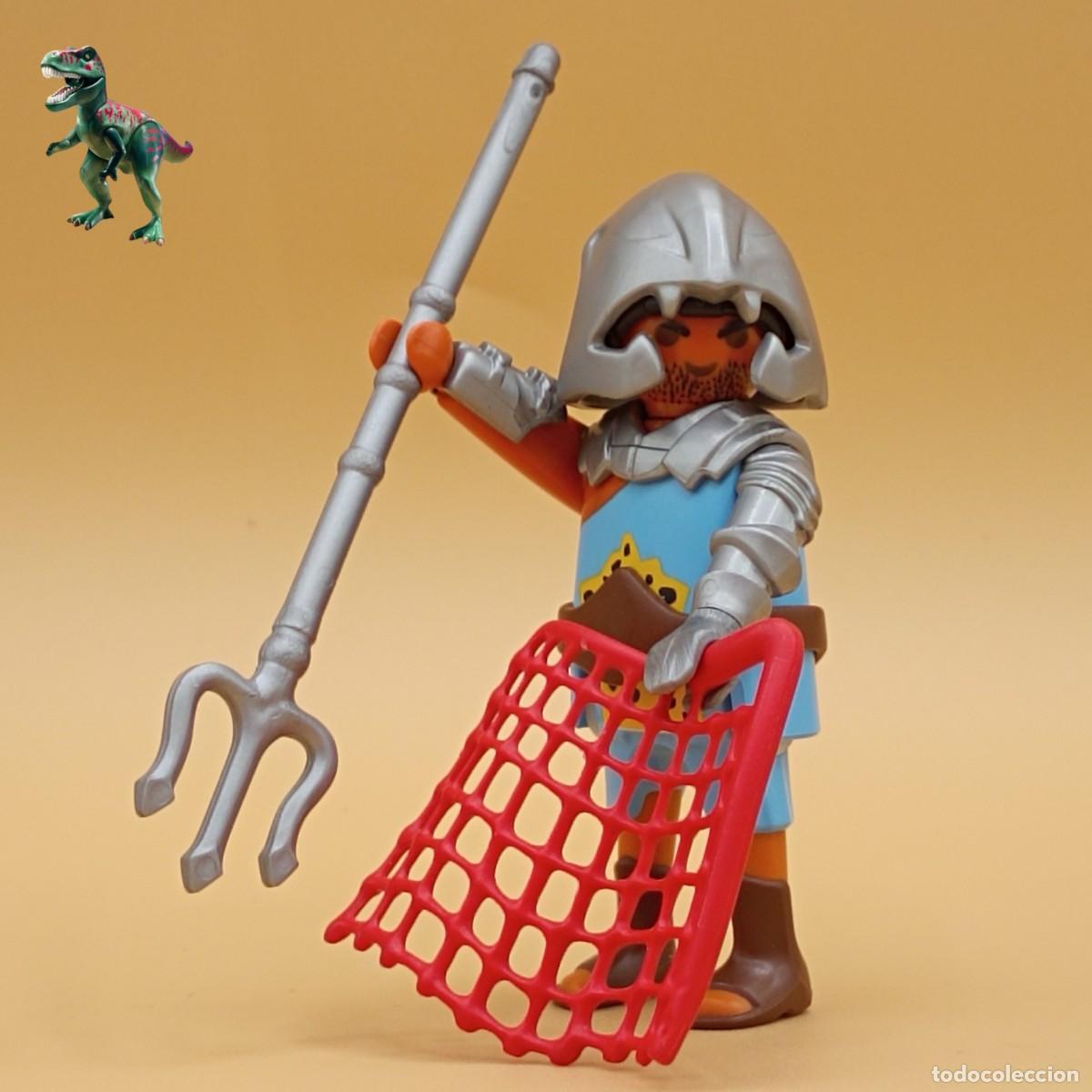 Playmobil: Playmobil figura gladiador romano tridente y red coliseo circo arena guerrero medieval 5817 5837