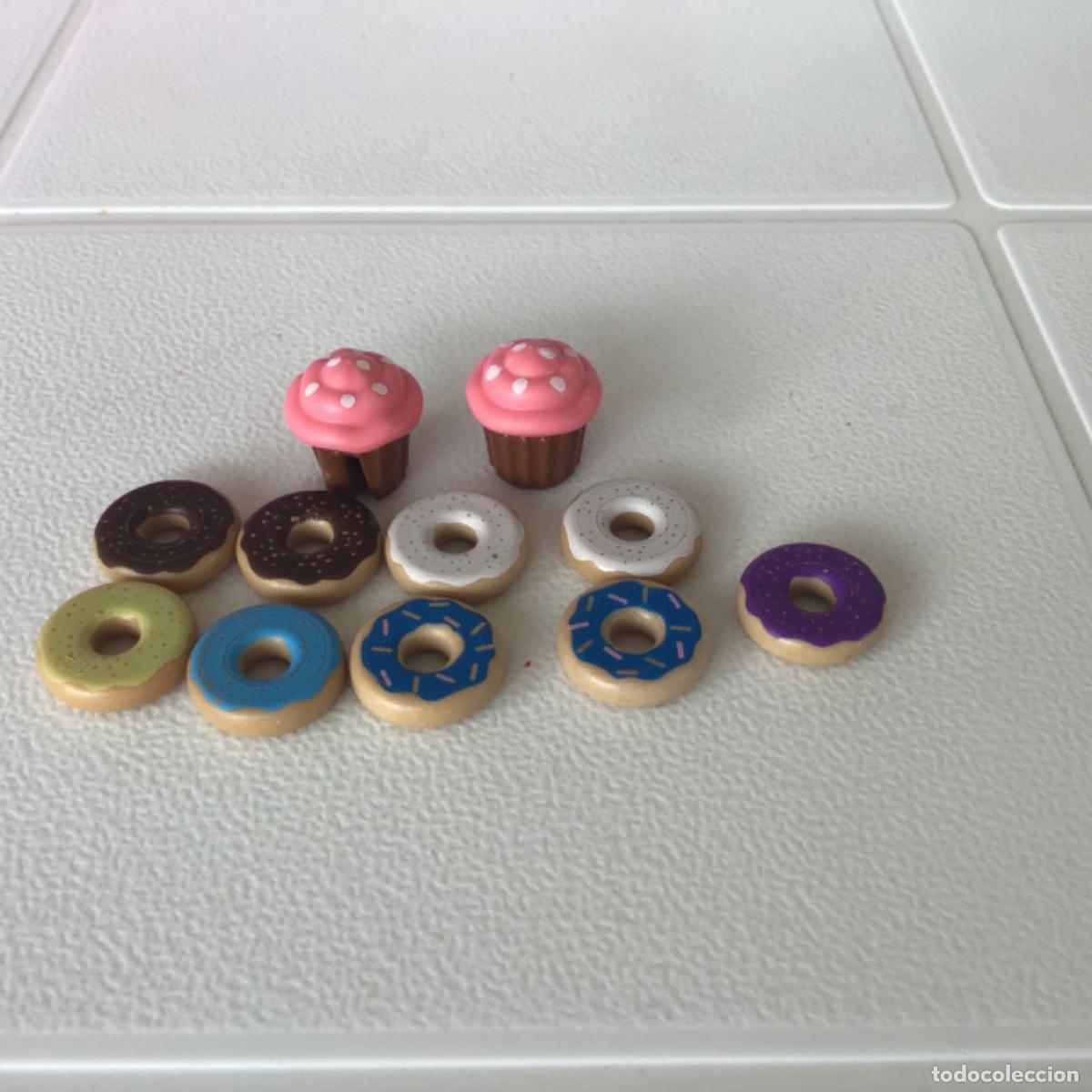 Playmobil: Playmobil Lote nueve donuts y dos magdalenas alimentaci&oacute;n, comida, restaurante .
