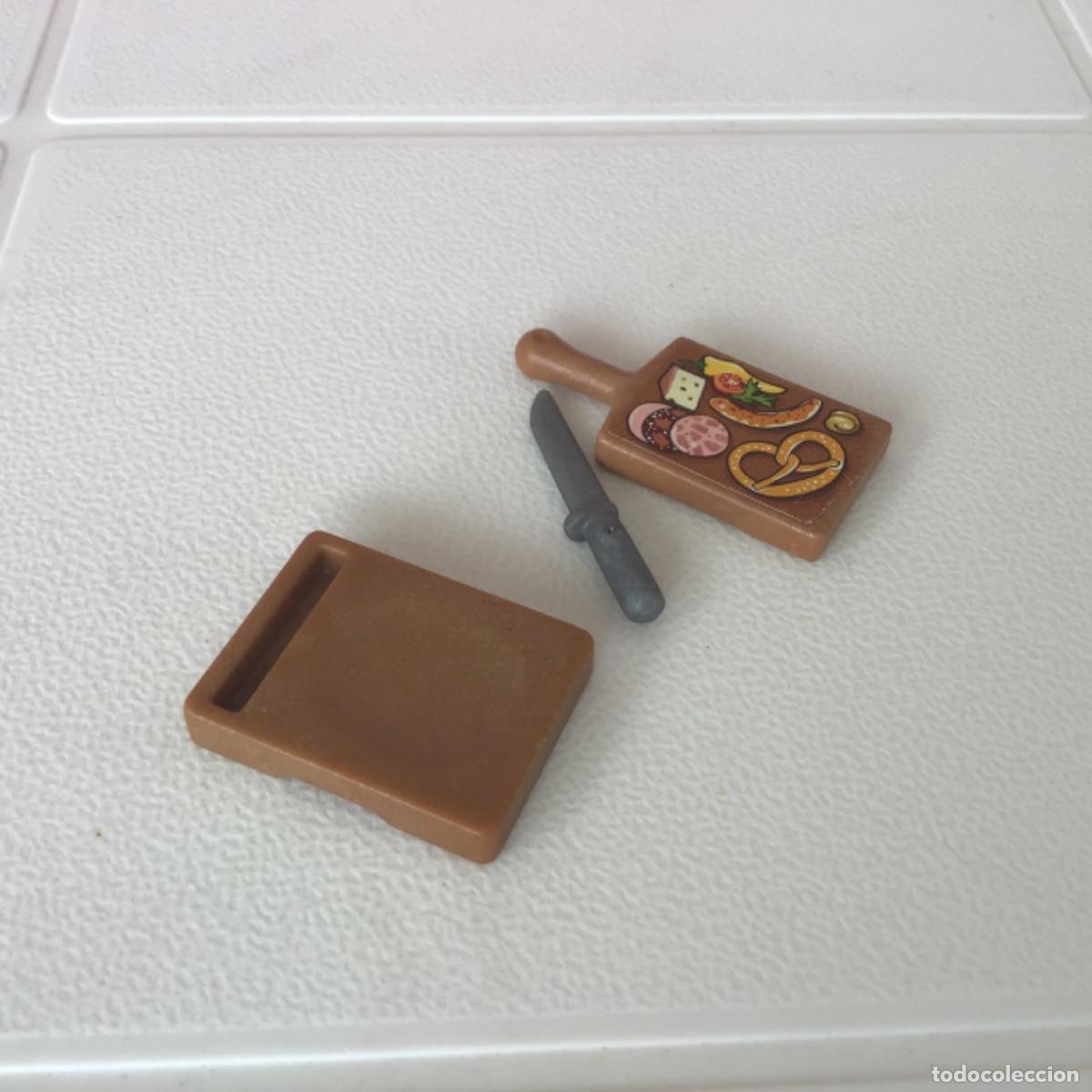 Playmobil: Playmobil Lote dos tablas de cortar y un cuchillo cocina, alimentaci&oacute;n, tienda.