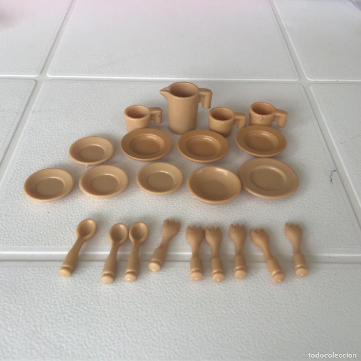Playmobil: Playmobil Lote vajilla, cuberteria incompleta color beige, cocina, medieval, oeste.