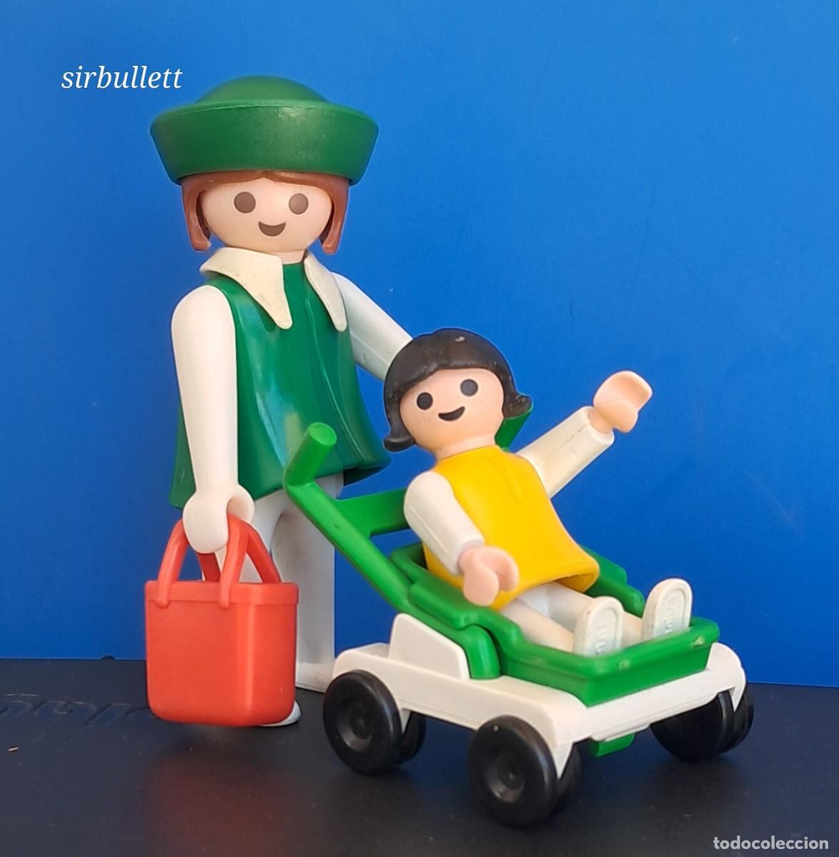 Playmobil: Playmobil 3597 Madre con Ni&ntilde;a y Carrito de Paseo Vintage A&ntilde;os 80 Completo