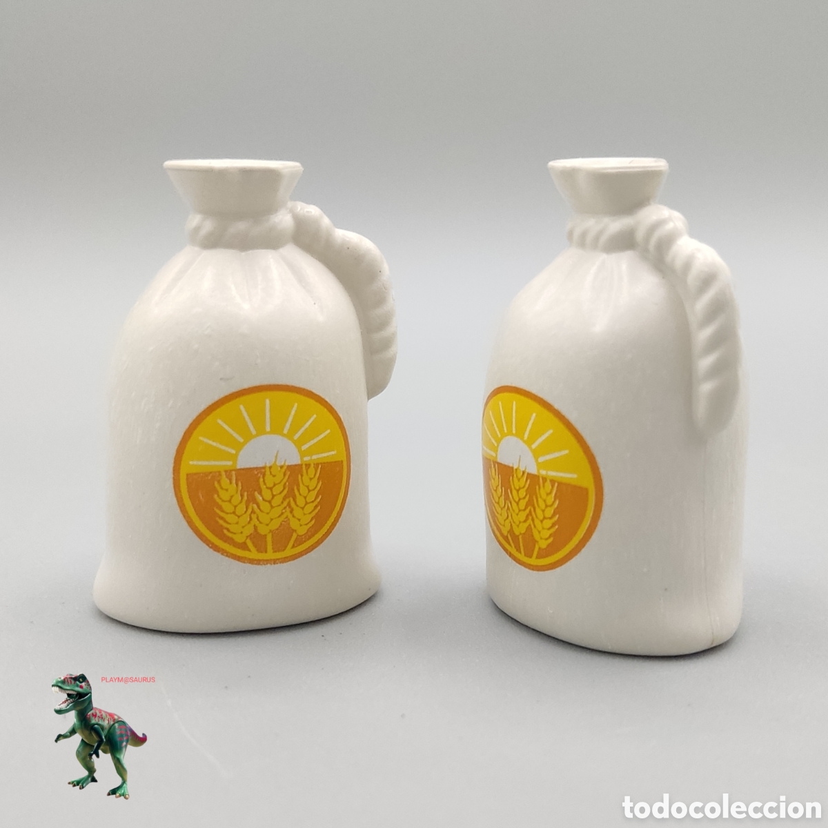 Playmobil: Playmobil X2 saco blanco harina cereal trigo mercancia carreta granja panaderia provisiones barco