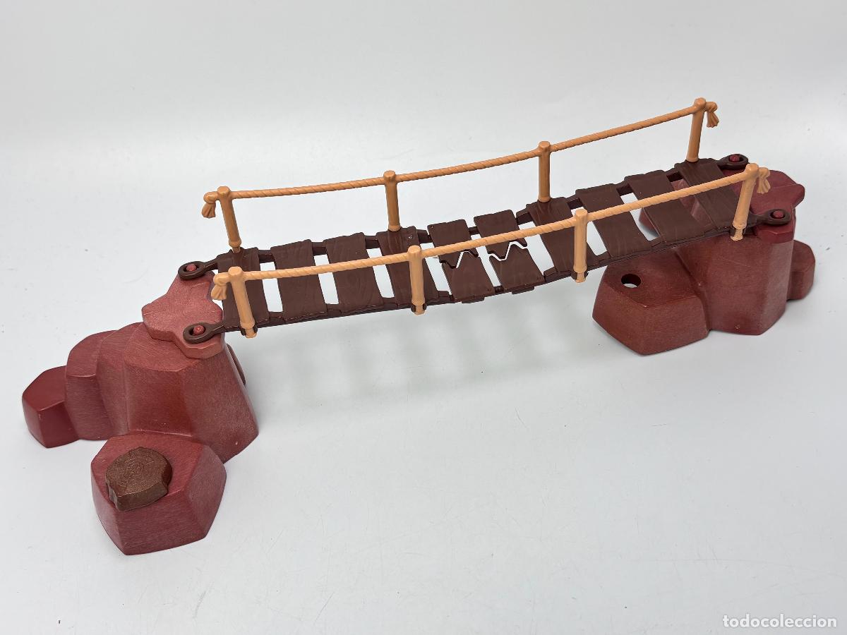 Playmobil: playmobil puente colgante con roca marr&oacute;n