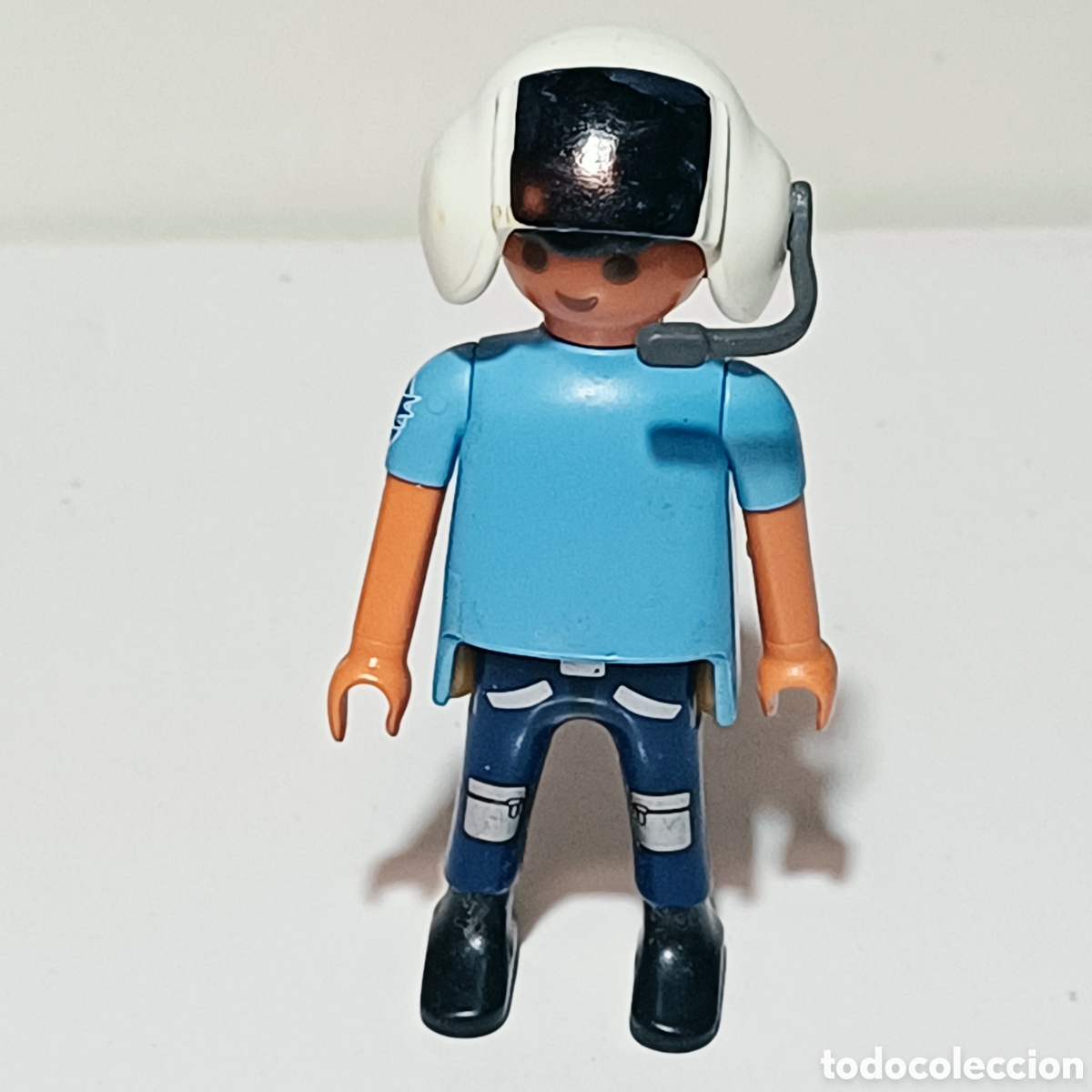 Playmobil: Figura Playmobil hombre policia piloto avion moreno
