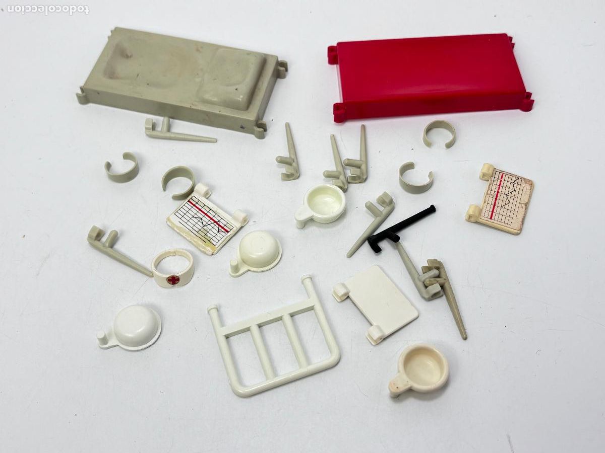 Playmobil: Playmobil lote cama barrote m&aacute;scara muleta hospital