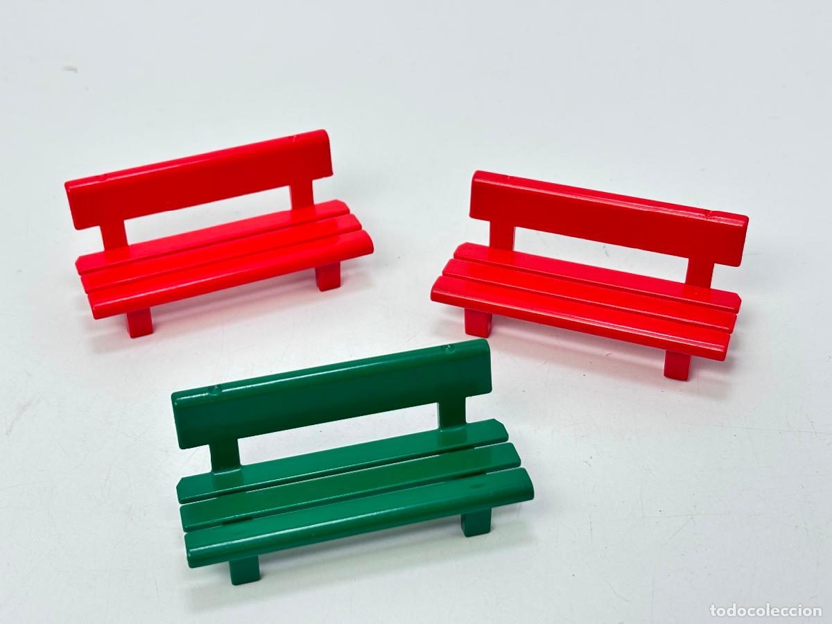 Playmobil: PLAYMOBIL lote banco rojo verde