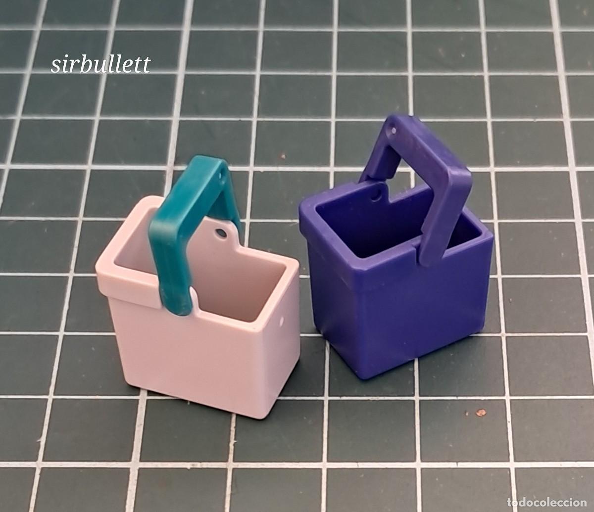 Playmobil: 2 Cubos Cajas Reciclaje Con Asa Rosa Verde Morado Playmobil Ciudad Despiece
