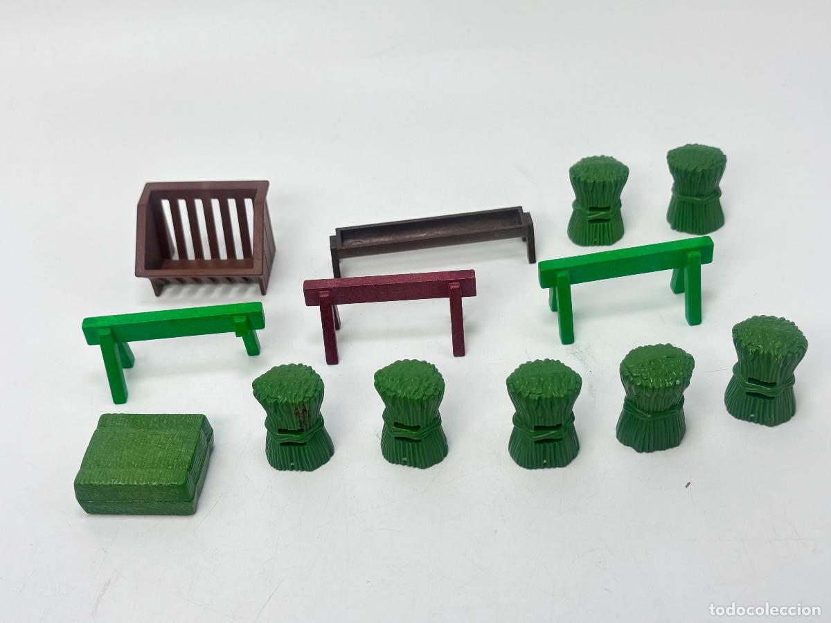 Playmobil: Playmobil lote comedero atadero animal y fardo paja verde