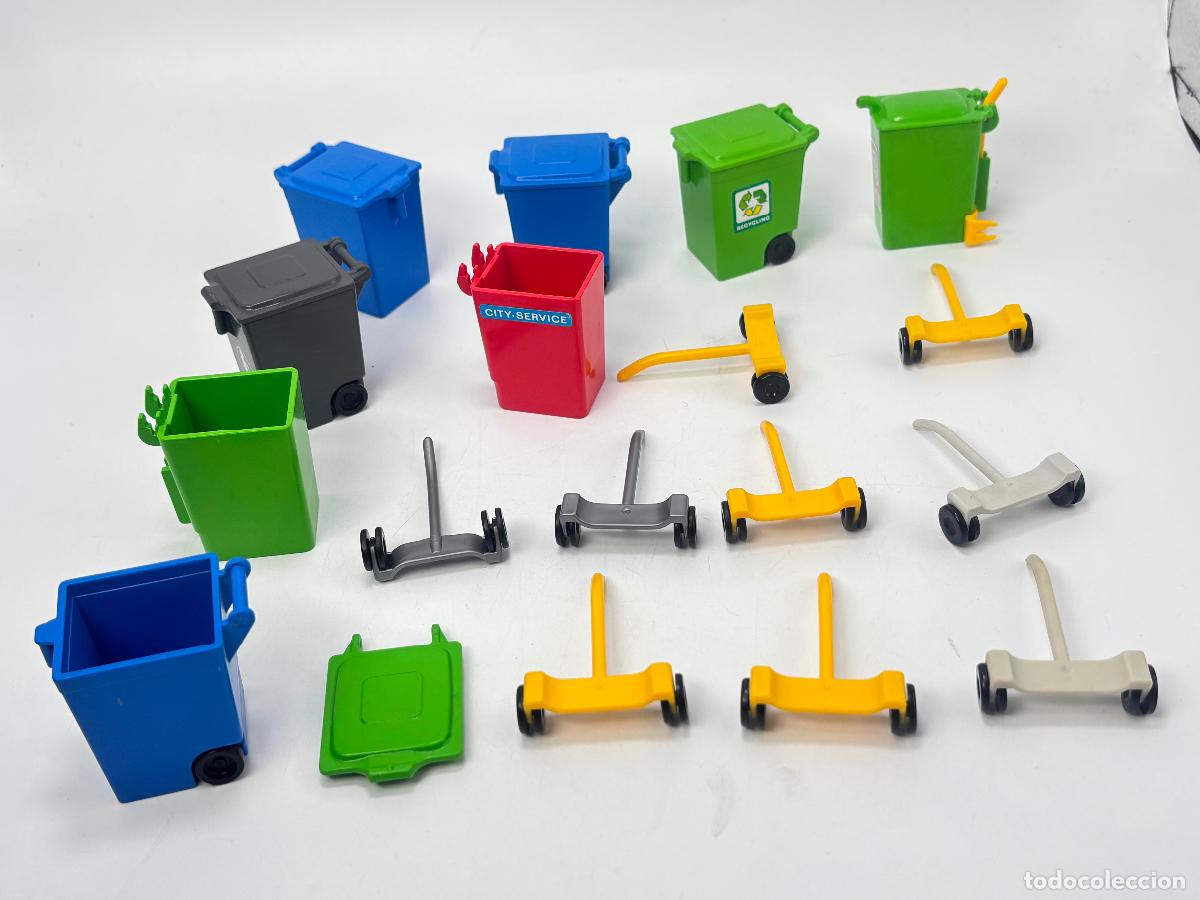 Playmobil: Playmobil lote cubo basura con ruedas y soportes