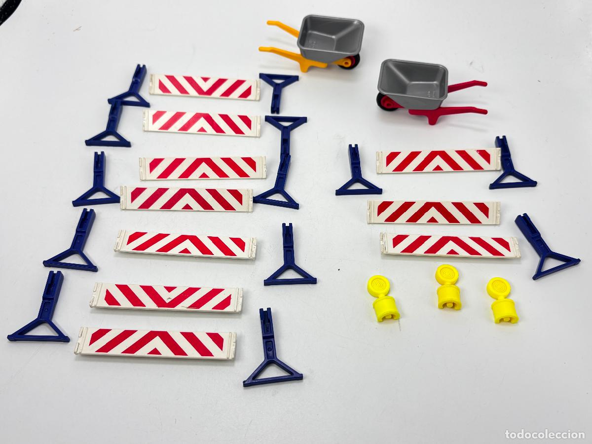 Playmobil: Playmobil lote carretilla barrera con pies se&ntilde;al obra