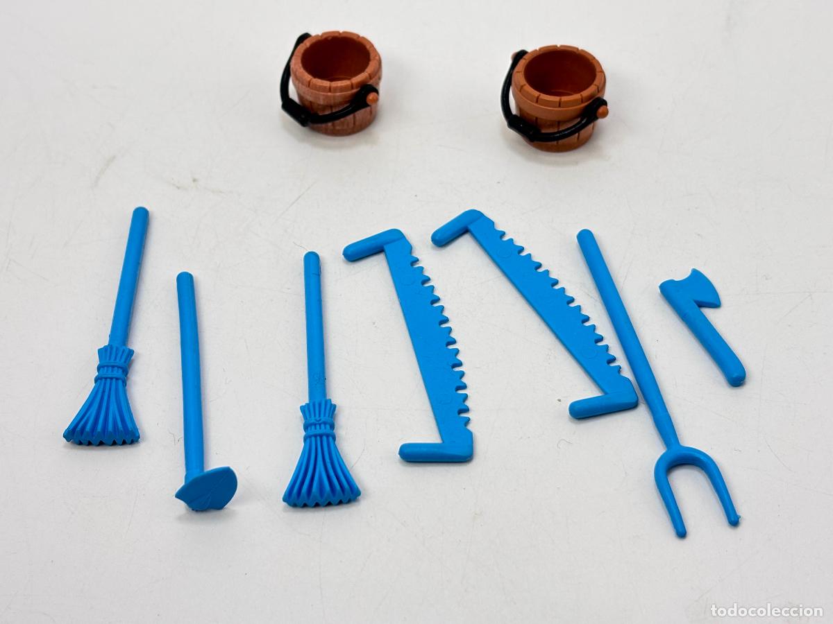 Playmobil: Playmobil lote herramienta sierra escoba azul