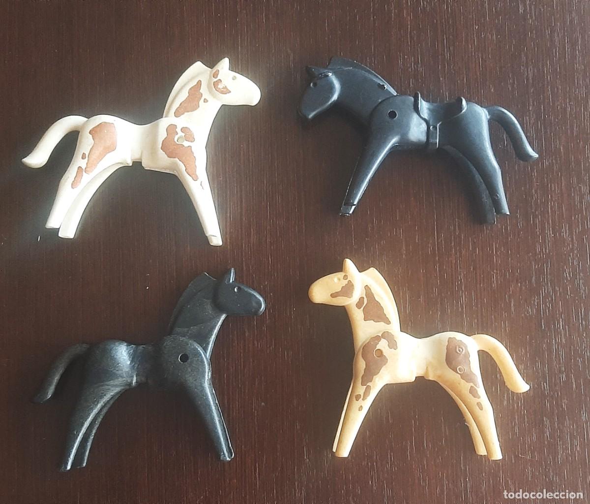 Playmobil: LOTE PLAYMOBIL - ANTIGUO CABALLO NEGRO Y POBLADO INDIO - CLASICO - OESTE WESTERN - 4 UNIDADES