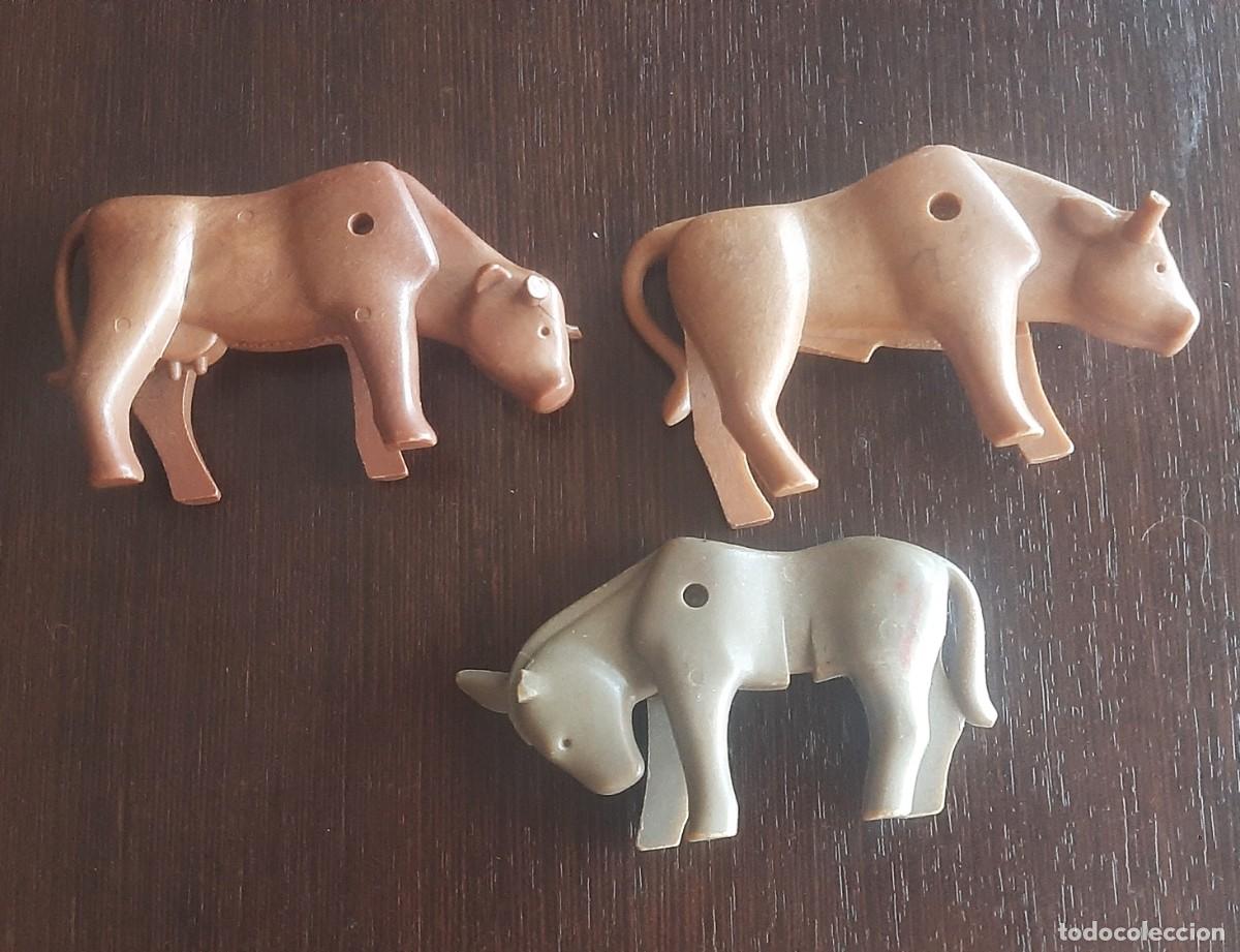 Playmobil: LOTE PLAYMOBIL - VACA TORO Y BURRO ASNO - DEFECTO CUERNOS Y OREJA - 3 UNIDADES