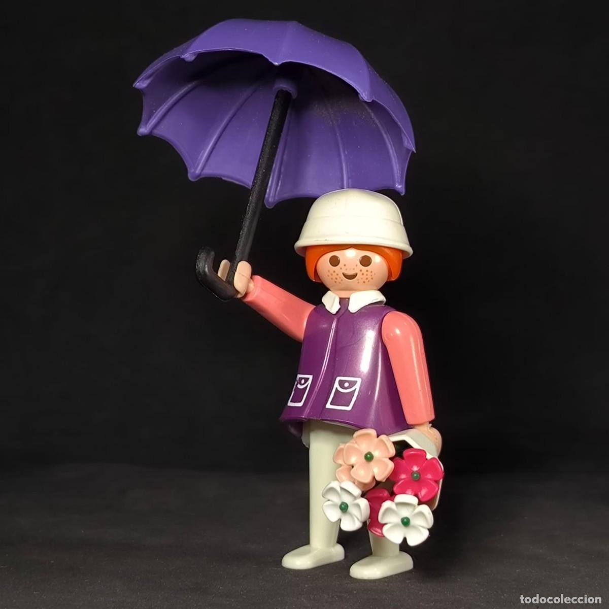Playmobil: Playmobil mujer con paraguas violeta☼