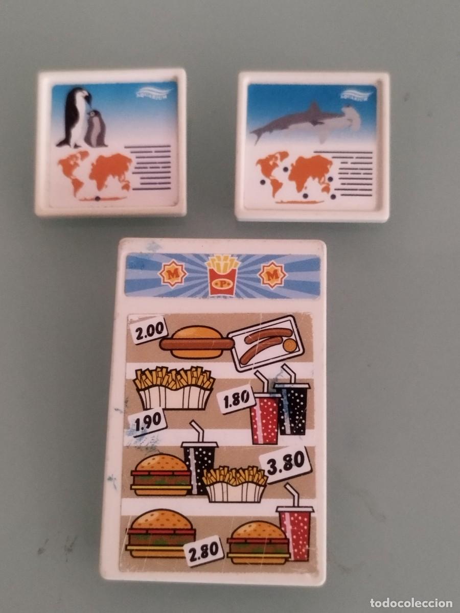 Playmobil: Playmobil. Tres carteles, uno de comida rapida y dos de Zool&oacute;gico. Animales de zoo.