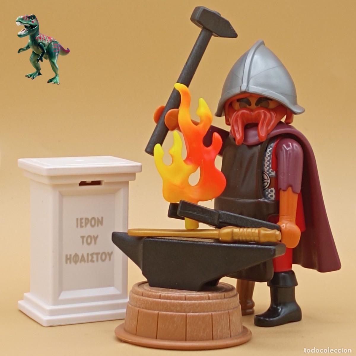 Playmobil: Playmobil figura Hefesto herrero forja estatua pedestal dios griego olimpo romano vulcano medieval