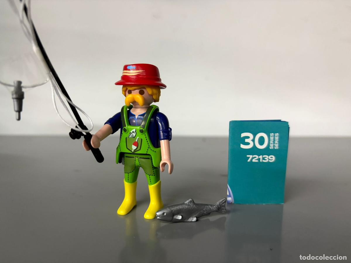 Playmobil: playmobil pescador con bigote y ca&ntilde;a ciudad serie 30