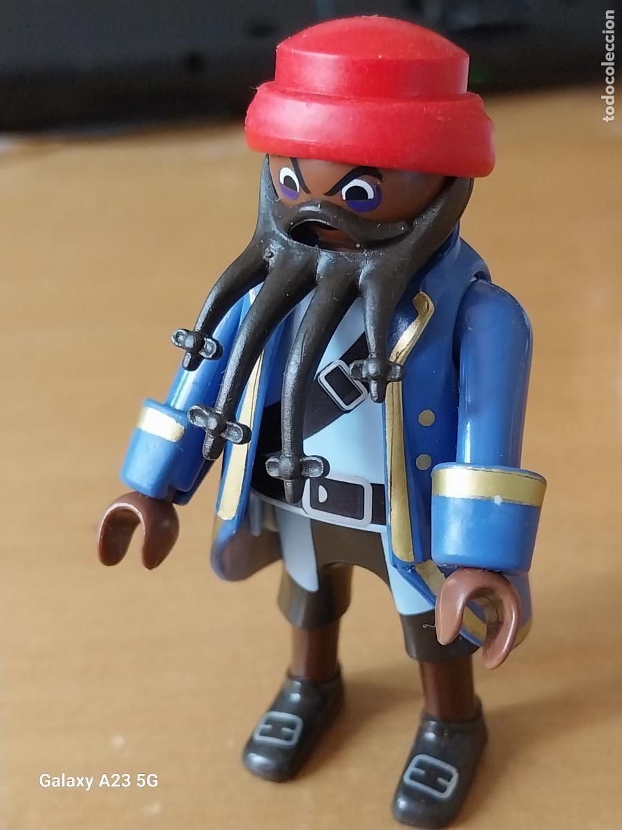 Playmobil: PLAYMOBIL PIRATA MARINO NEGRO BARBA LAZOS PA&Ntilde;UELO CASACA ORIGINAL