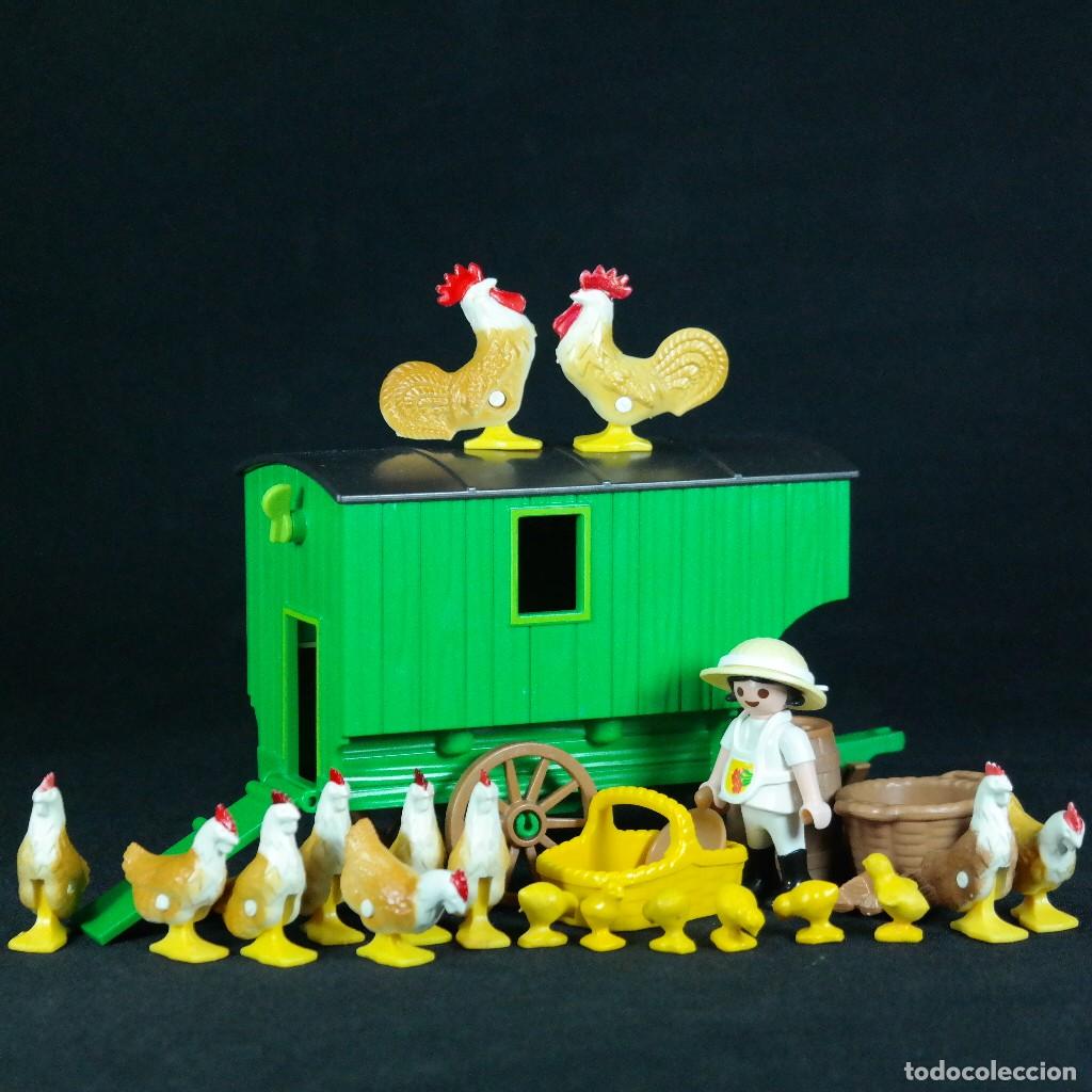Playmobil: Playmobil carro gallinero con ni&ntilde;a y gallinas ☼