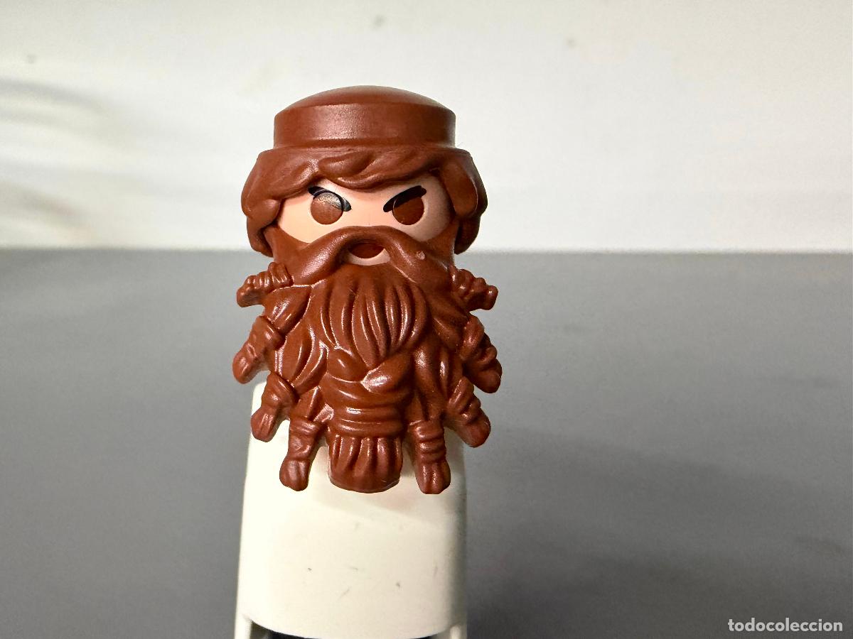 Playmobil: PLAYMOBIL cabeza recambio ce&ntilde;o fruncido + pelo +barba frondosa vikingo tupida -las 3 cosas- hea1