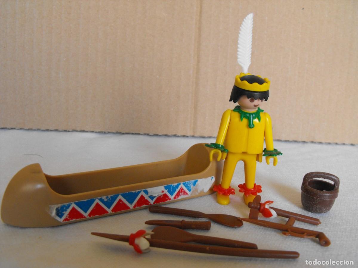 Playmobil: PLAYMOBIL. Indio con canoa. Ref. 3352. Primera &eacute;poca.