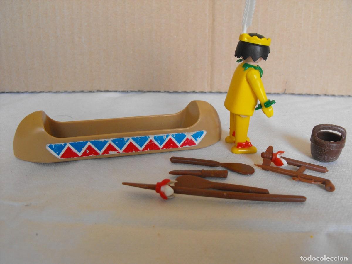 Playmobil: PLAYMOBIL. Indio con canoa. Ref. 3352. Primera &eacute;poca. - Foto 2