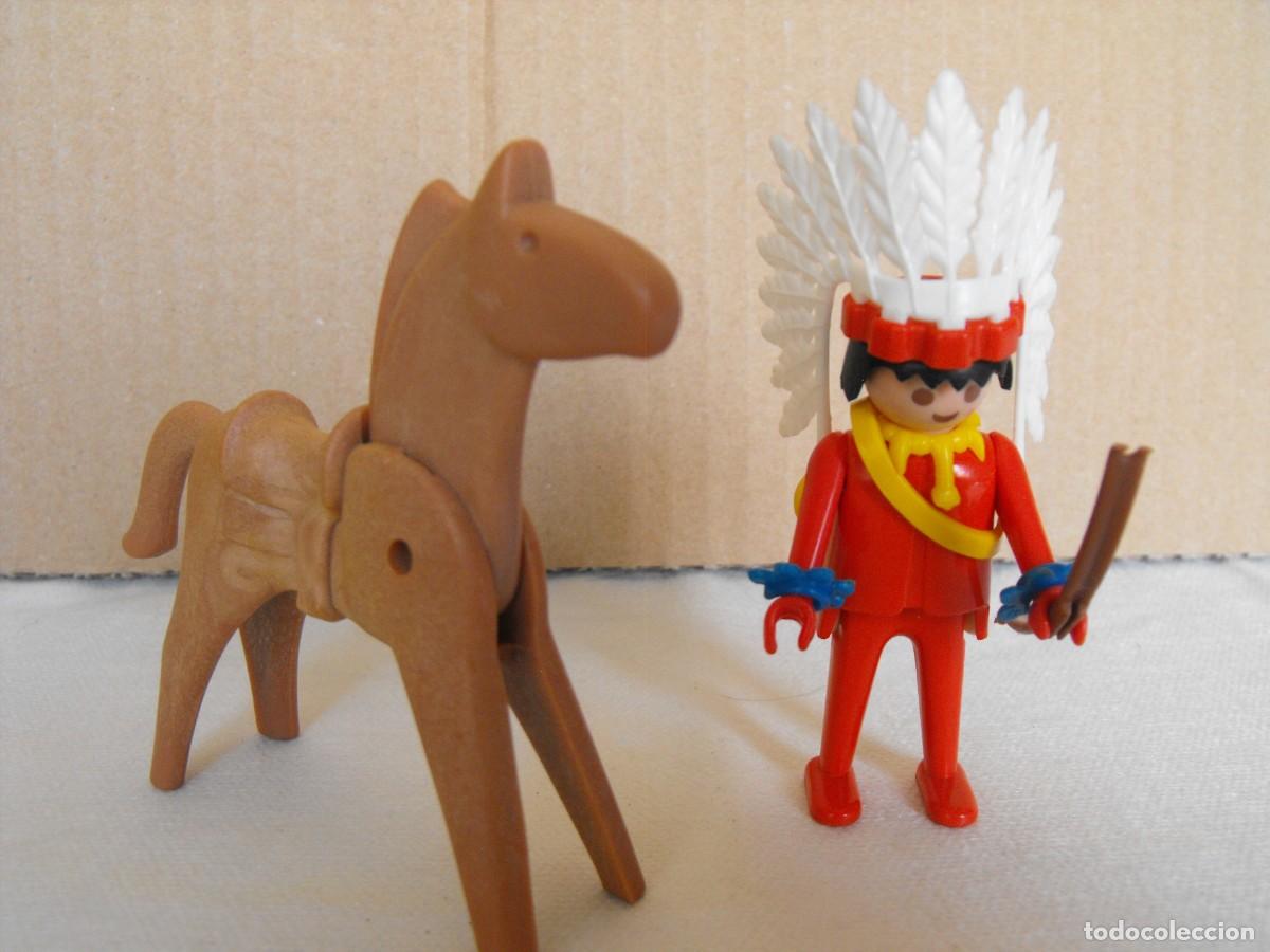 Playmobil: PLAYMOBIL. Jefe indio con caballo. De la Ref. 3580. Primera &eacute;poca.