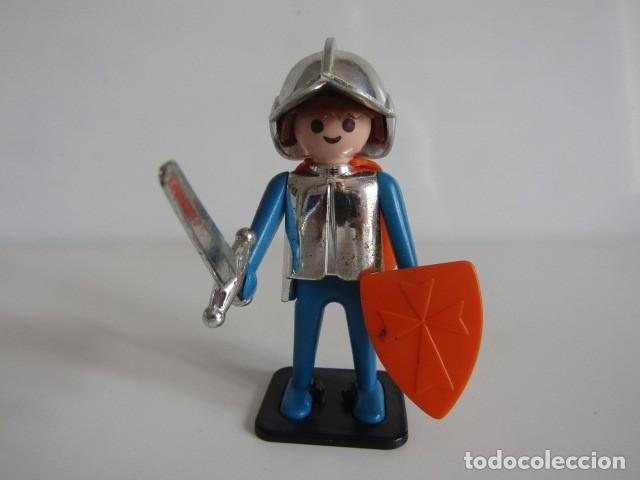 Playmobil: DIFICIL CLICK CABALLERO MEDIEVAL CROMADO - AZUL ANTIGUO USADO RAR PLAYMOBIL