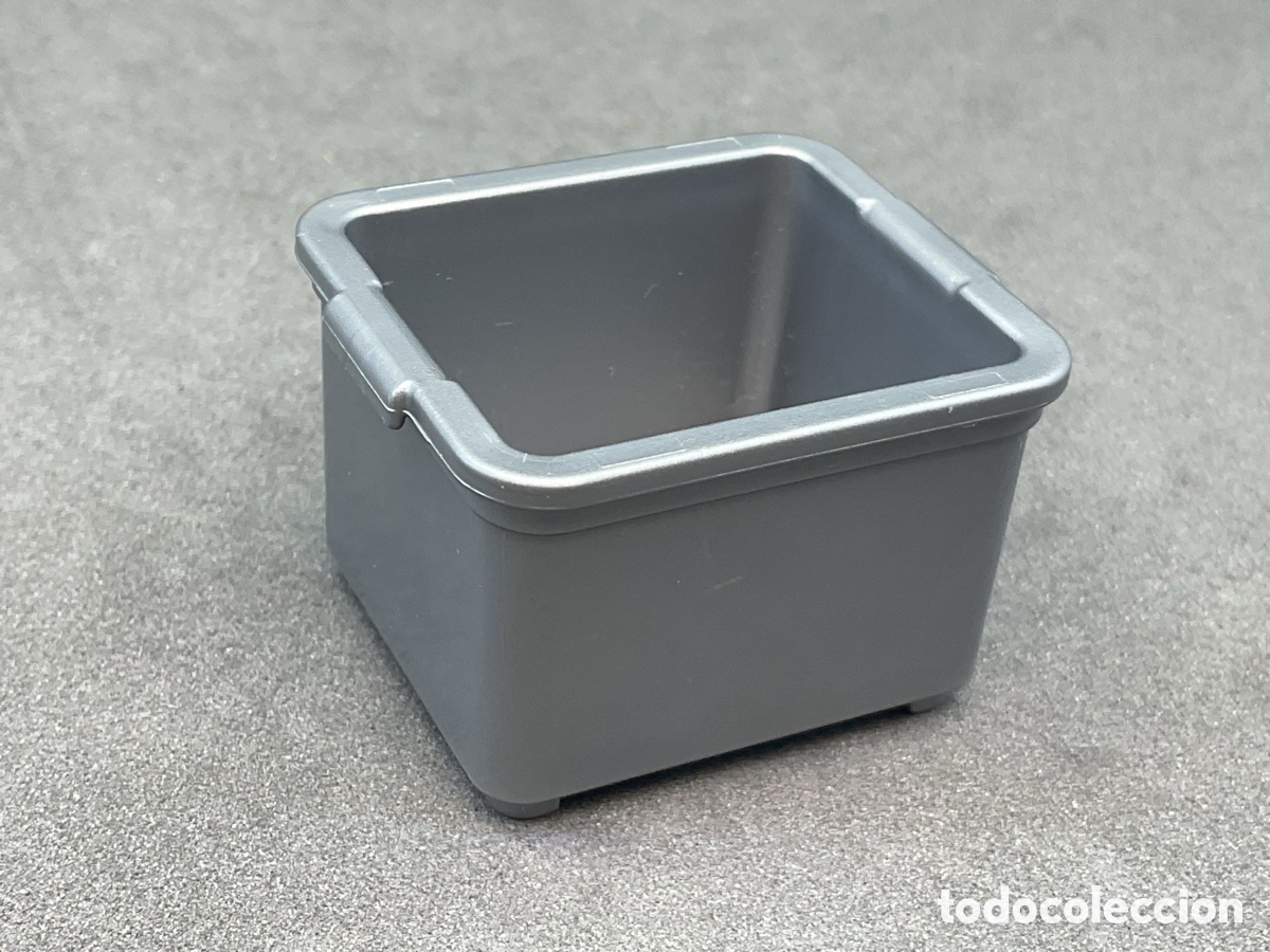 Playmobil: ACCESORIO PLAYMOBIL. CUBETA CAJA ORGANIZADORA COLOR GRIS.