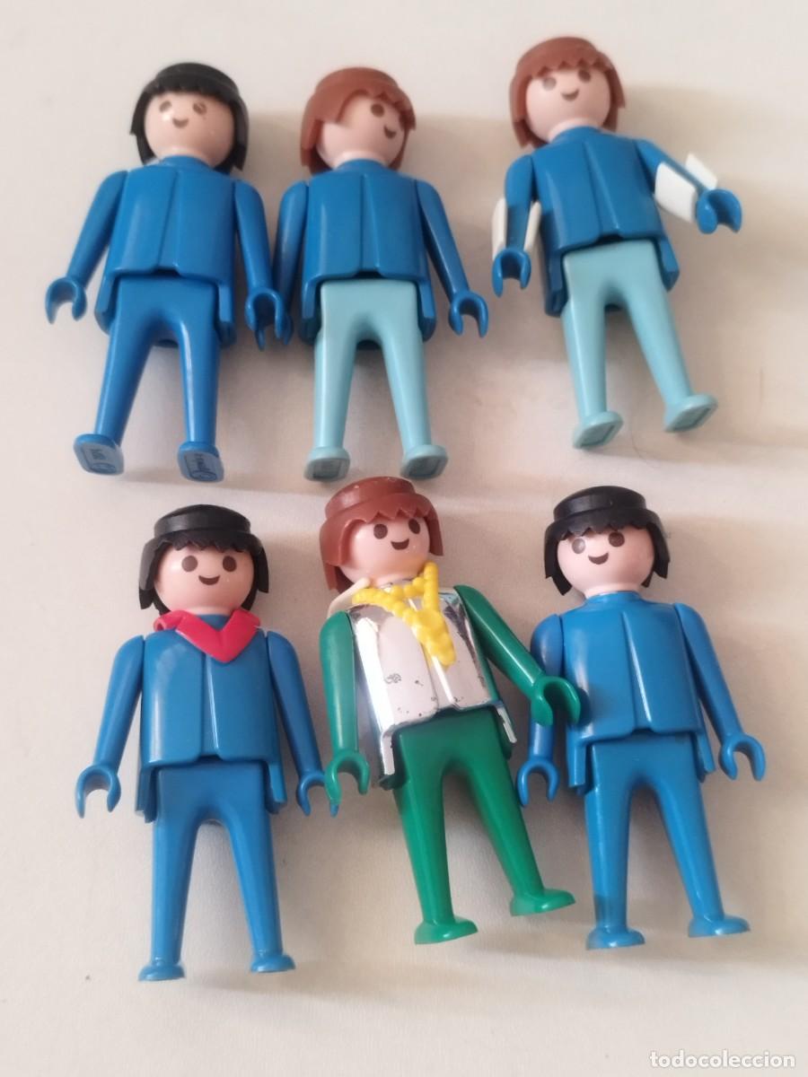 Playmobil: Lote de seis figuras vintage de Playmobil (Geobra) de la primera &eacute;poca. Caballero pecho plateado.