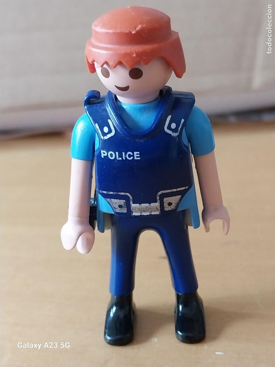 Playmobil: PLAYMOBIL HOMBRE POLICIA CHALECO GEOBRA 1997 JUGADA ORGINAL **