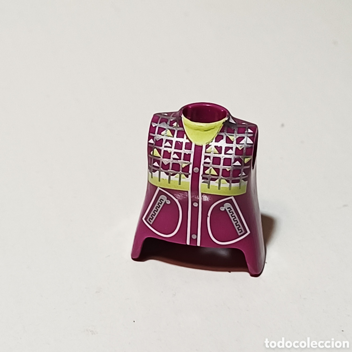 Playmobil: Pieza playmobil torso de mujer rosa magenta oscuro con bolsillos