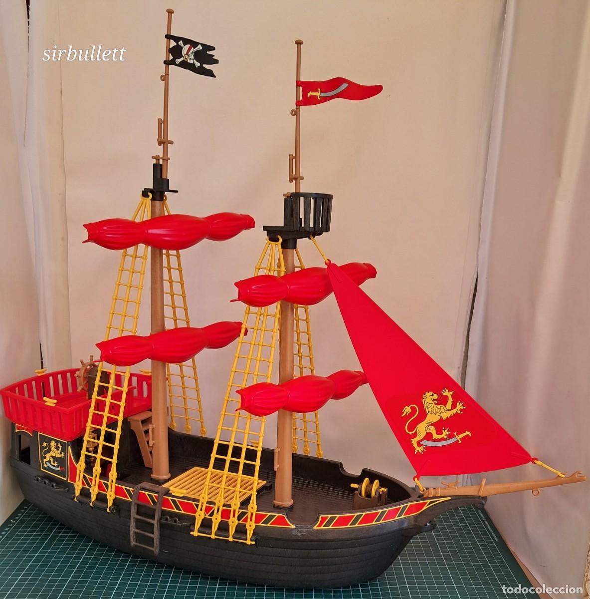 Playmobil: Playmobil 4424 Barco Gale&oacute;n Pirata De Barbanegra Velas Plegadas Rojas A&ntilde;o 2004