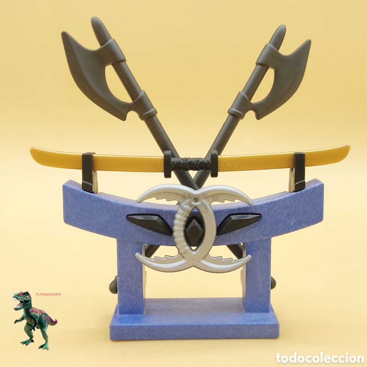Playmobil: Playmobil armero samurai porta espadas katana dorada doble lanza curva asiatico oriental guerrero