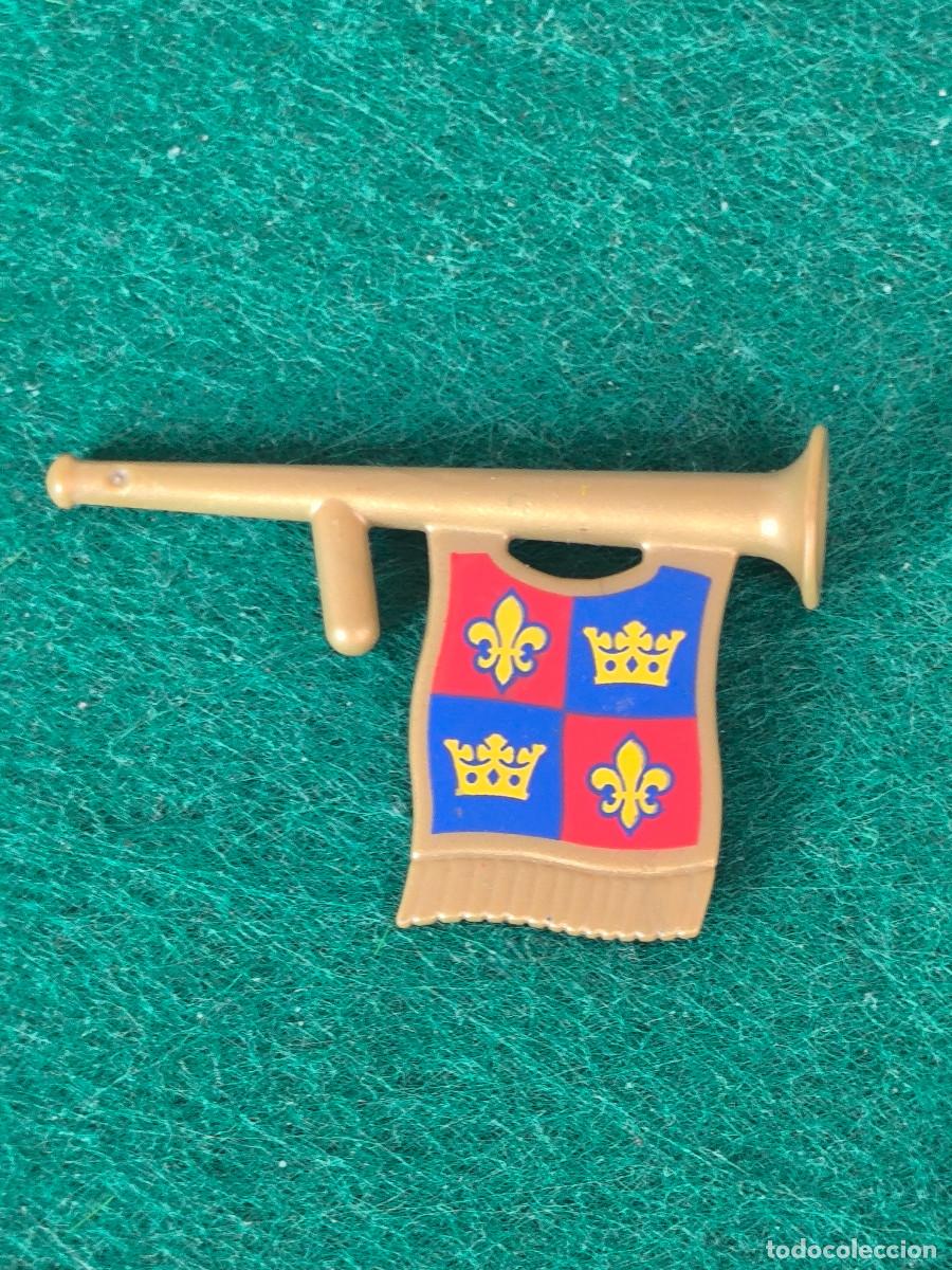 Playmobil: Playmobil trompeta corneta dorado viejo rojo azul flor lis corona heraldo medieval castillo