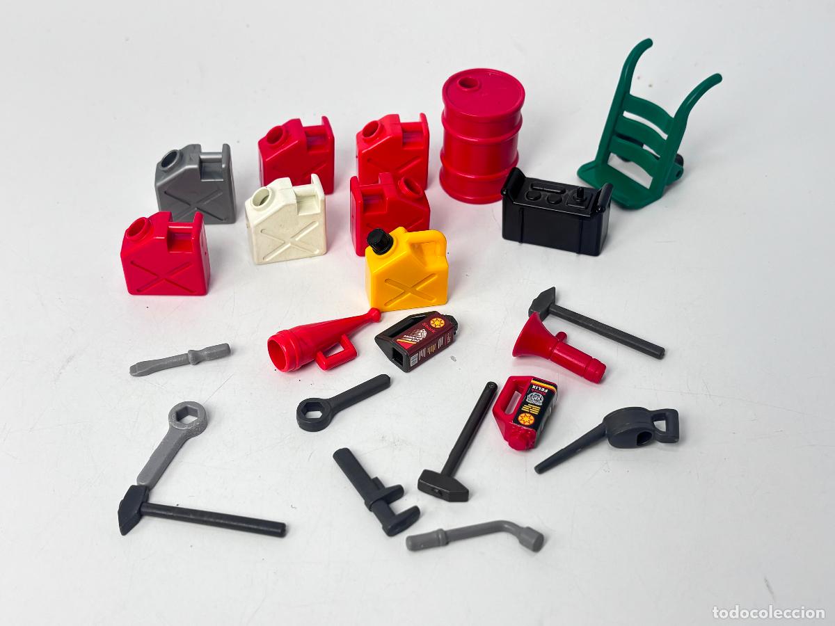 Playmobil: Playmobil lote barril garrafa carretilla herramienta