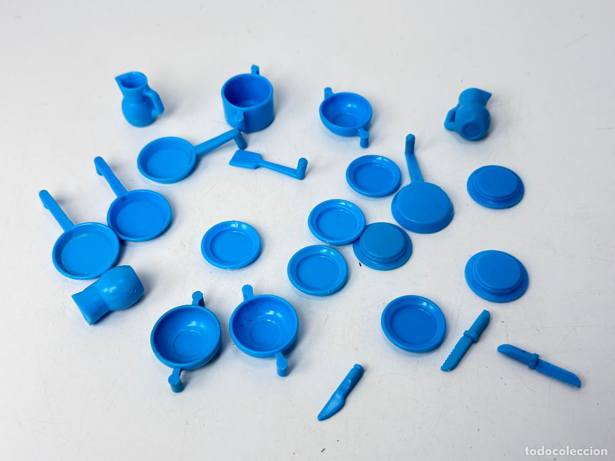 Playmobil: Playmobil lote menaje color azul cazuela cubierto sart&eacute;n
