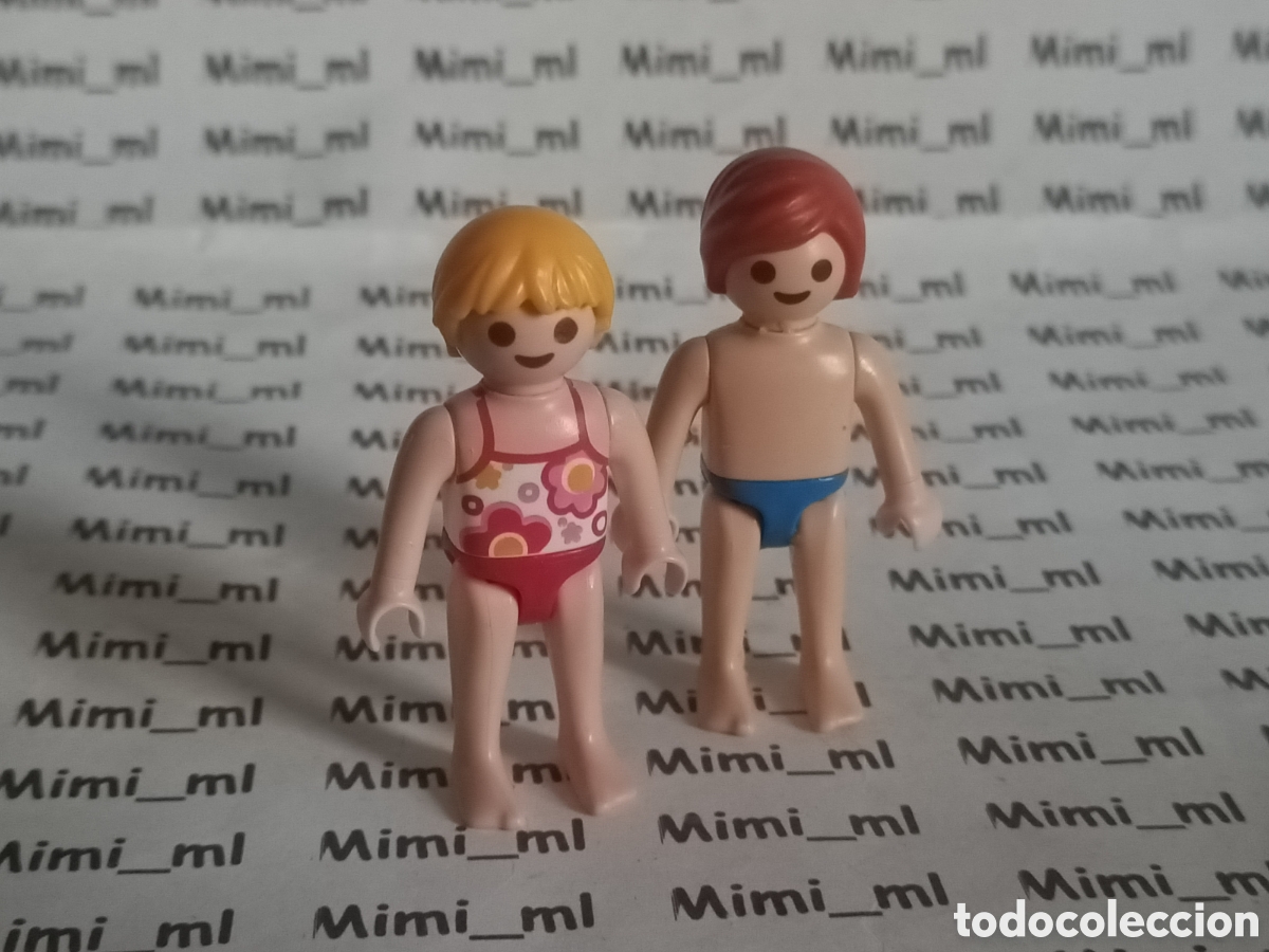 Playmobil: Playmobil 2 figuras ni&ntilde;o y ni&ntilde;a piscina playa vacaciones ba&ntilde;ador bikini