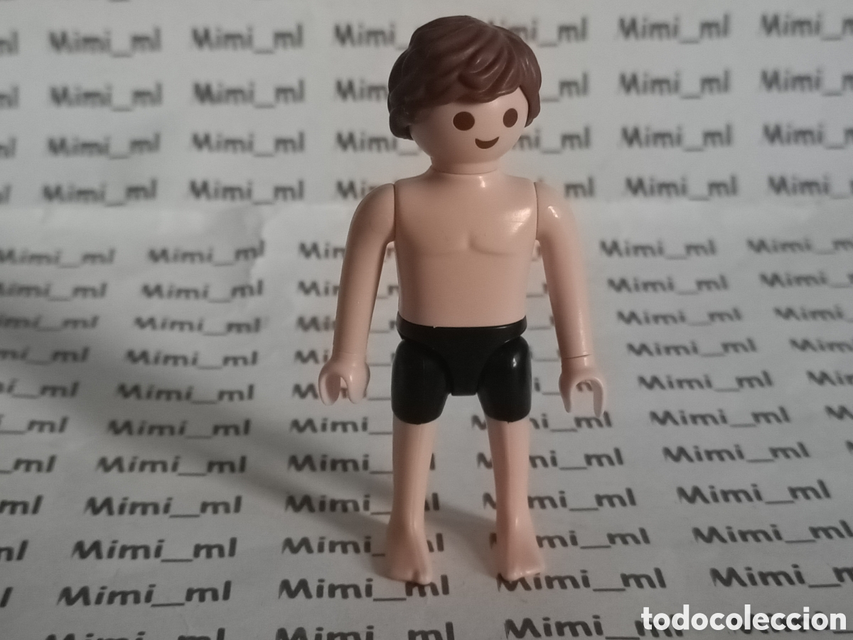 Playmobil: Playmobil figura hombre ba&ntilde;ador color negro piscina playa vacaciones