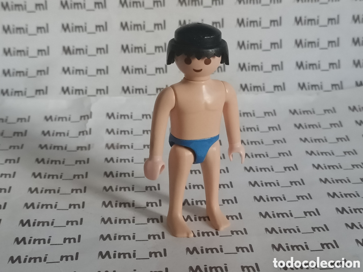 Playmobil: Playmobil figura hombre ba&ntilde;ador color azul piscina playa vacaciones