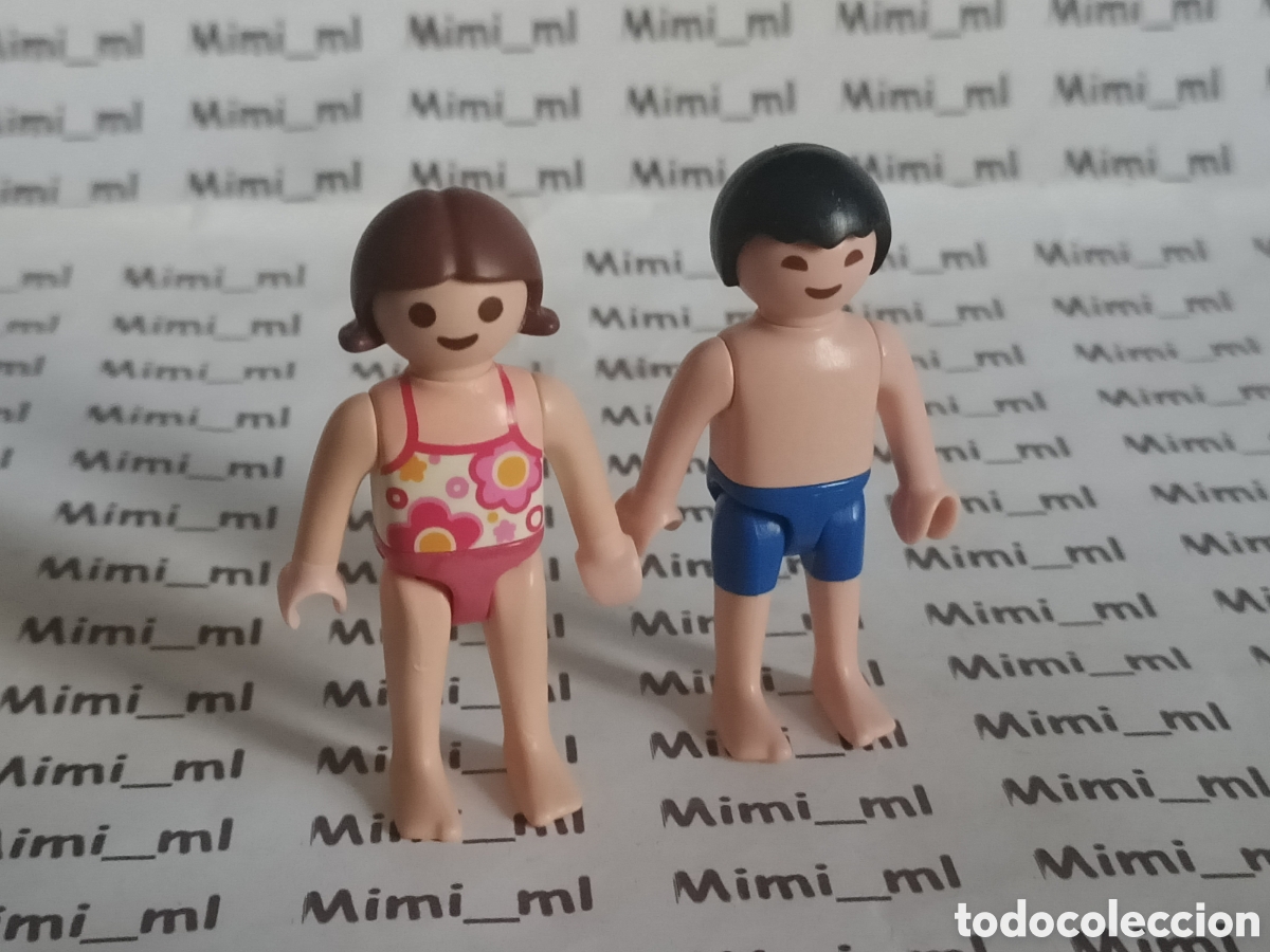 Playmobil: Playmobil 2 figuras ni&ntilde;o y ni&ntilde;a piscina playa vacaciones ba&ntilde;ador bikini