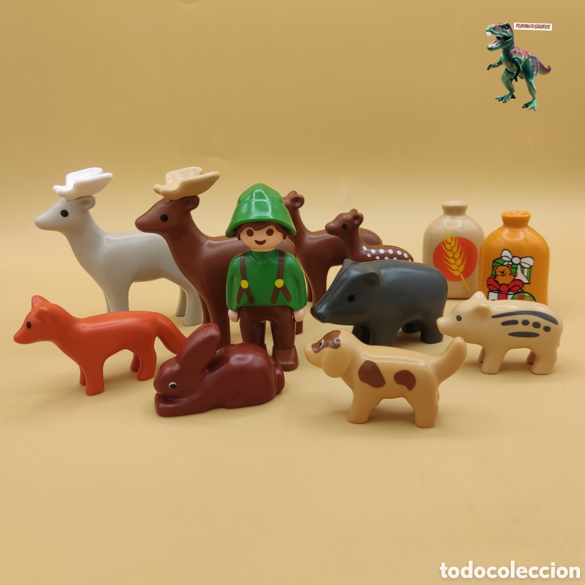 Playmobil: Playmobil lote animales granja ciervo bosque jabali zorro figura hombre granjero 123 1 2 3 infantil