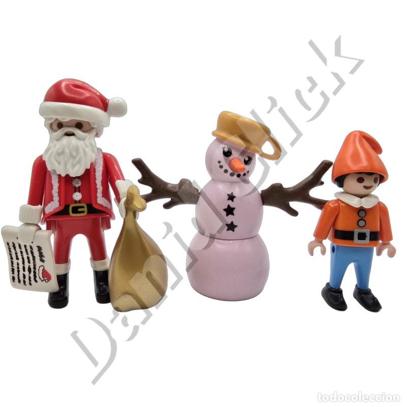 Playmobil: Playmobil Lote Figuras Navide&ntilde;as Pap&aacute; Noel Elfo y Mu&ntilde;eco Nieve