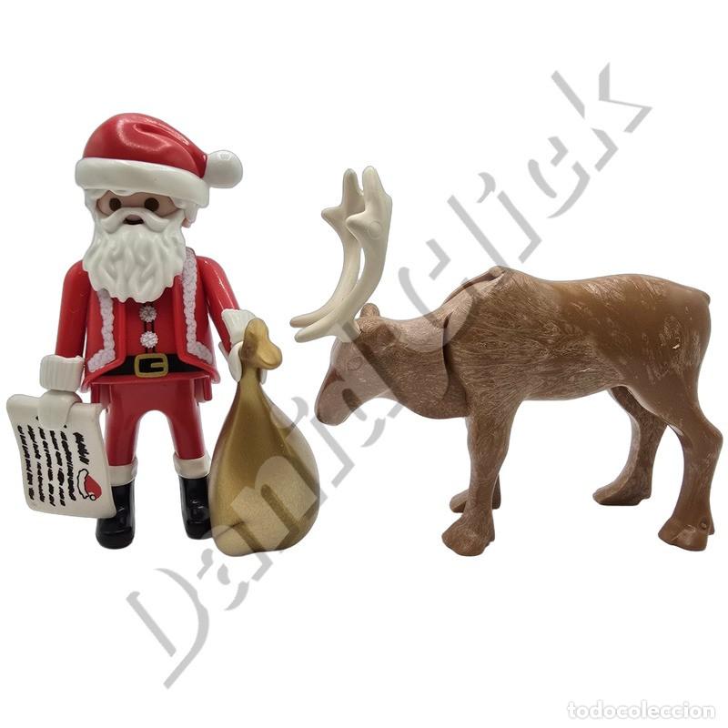 Playmobil: Playmobil Lote Pap&aacute; Noel con Saco Dorado y Reno - Christmas