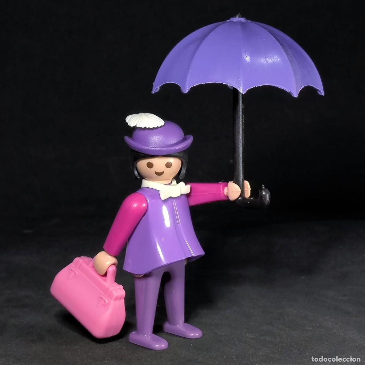 Playmobil: Playmobil mujer violeta con paraguas ☼