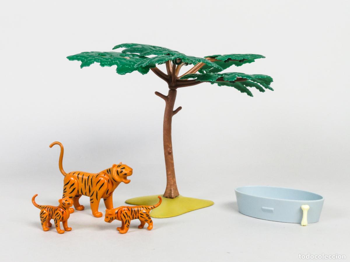 Playmobil: Playmobil 3 tigres cachorros barre&ntilde;o y acacia base 1980