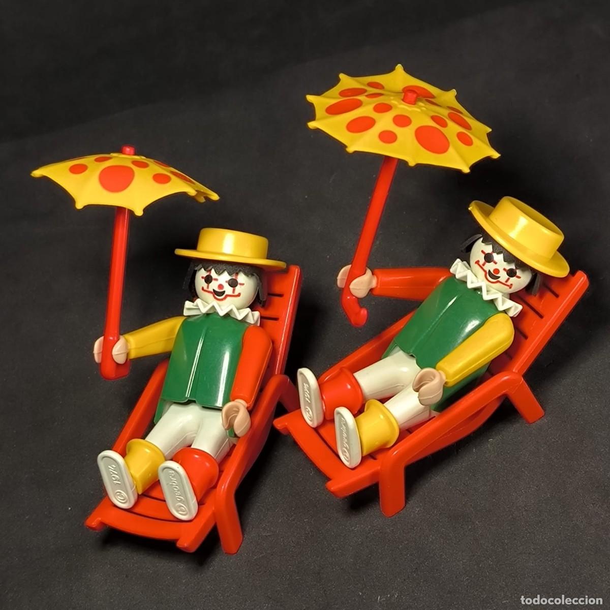 Playmobil: Playmobil dos payasos con paraguas y reposeras ☼