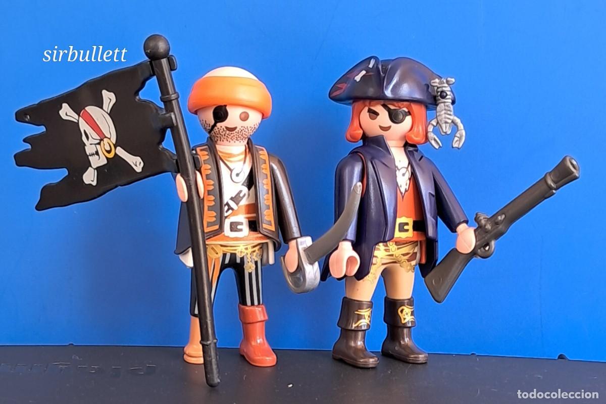Playmobil: 2 Figuras piratas con bandera. Playmobil